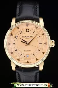 Patek Philippe Calatrava Ribbed Bezel Orange Dial Black Leather Strap En59003