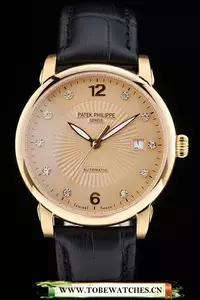 Patek Philippe Calatrava Polished Bezel Orange Dial Black Leather Strap En59008