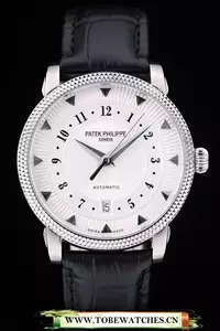 Patek Philippe Calatrava Ribbed Bezel White Dial Black Leather Strap En59022