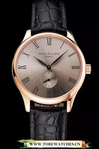 Patek Philippe Calatrava Gray Dial Rose Gold Case Black Leather Strap En121937