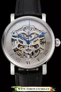 Patek Philippe Grand Complications Gray Skeleton Dial Stainless Steel Case Black Leather Strap En123916
