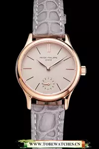 Patek Philippe Calatrava Gray Dial Rose Gold Case Gray Leather Strap En121947
