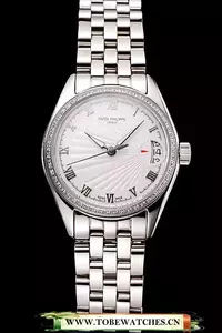 Patek Philippe Calatrava White Dial Diamond Bezel Stainless Steel Case And Bracelet En121997