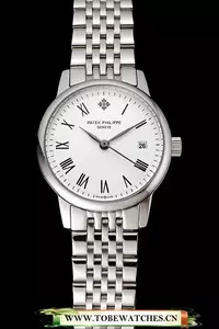 Patek Philippe Calatrava Ladies White Dial Stainless Steel Case And Bracelet En123939