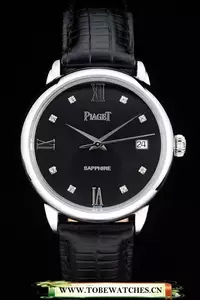 Piaget Traditional Black Dial Black Leather Strap En58991