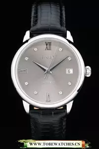 Piaget Traditional Grey Dial Black Leather Strap En58992