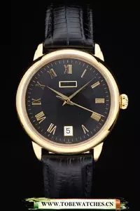Piaget Traditional Black Dial Black Leather Strap En58993