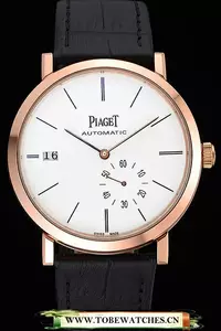 Piaget Altiplano Gold Case White Dial Black Leather Bracelet En60516