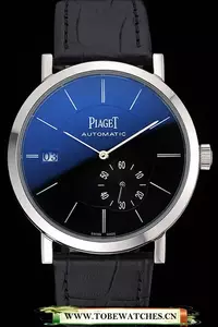 Piaget Altiplano Silver Case Black Dial Black Leather Bracelet En60517