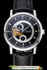 Piaget Altiplano Black Dial Silver Case Black Leather Bracelet En124893