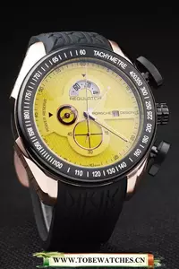 Porsche Regulator Power Reserve Rose Gold Case Yellow Dial En58115