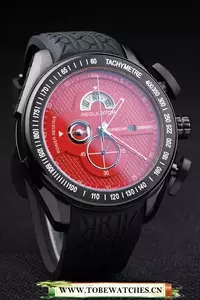 Porsche Regulator Power Reserve Black Case Red Dial En58116