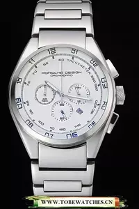 Porsche Dashboard Polished Stainless Steel Strap White Dial En59285
