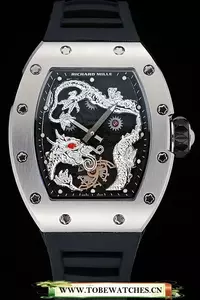 Richard Mille Rm 057 Tourbillon Dragon Jackie Chan Silver Case Black Rubber Bracelet En125404