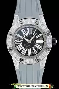 Richard Mille Rm 033 Extra Flat Automatic Diamond Case Grey Rubber Bracelet En125397