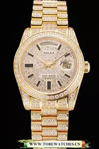 Rolex Day Date Yellow Gold Full Diamond Pave En123399