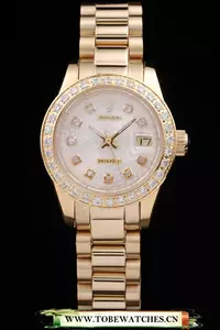 Rolex Datejust  Yellow Gold Plated Stainless Steel Diamond Plated En58013