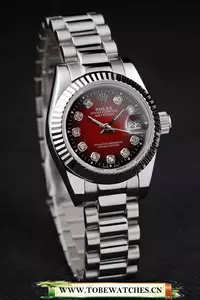 Rolex Datejust Polished Stainless Steel Two Tone Red Dial En58025