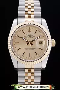 Rolex Datejust Gold Dial Ribbed Bezel En58631