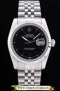 Rolex Datejust Black Dial Diamonds Ribbed Bezel En58637