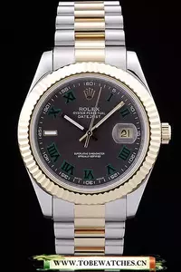 Rolex Datejust Brown Dial Gold Ribbed Bezel En58660