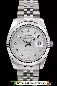 Rolex Datejust Stainless Steel Ribbed Bezel Silver Dial En58923