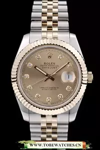 Rolex Datejust Gold Stainless Steel Ribbed Bezel Goldish Dial En58924