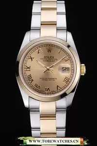 Rolex Datejust Stainless Steel And Gold Case Gold Dial En60161