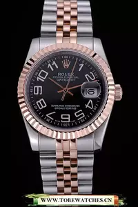 Rolex Datejust Black Dial Stainless Steel And Gold Bracelet En60434