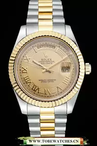 Rolex Day Date Two Tone Stainless Steel  Gold Plated Gold Dial En58030
