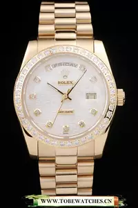 Rolex Day Date  Yellow Gold Plated Stainless Steel White Dial En58031