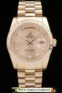 Rolex Day Date  Yellow Gold Plated Stainless Steel Gold Dial En58032
