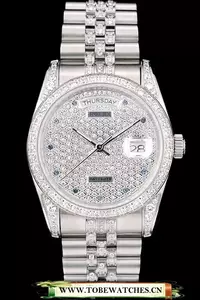 Rolex Daydate Diamond Plated Stainless Steel Bracelet Diamond Plated Dial En58931