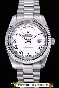 Rolex Day Date White Dial Stainless Steel Bracelet En60436