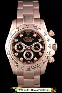 Rolex Daytona Rose Goldplated Stainless Steel Black Dial En58048