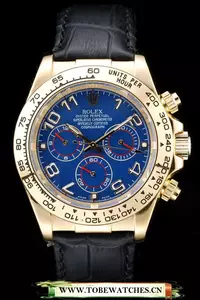 Rolex Daytona Gold Case Blue Dial Black Leather Strap En58731