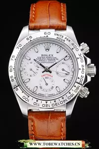 Rolex Daytona Lady Stainless Steel Case White Dial Brown Leather Strap Tachymeter En58738