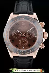Rolex Daytona Black Ceramic Bezel Brown Dial Black Leather Strap En58921