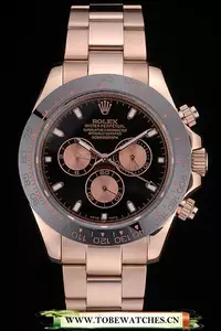 Rolex Daytona Black Ion Plated Tachymeter Rose Gold Strap Black Dial En59209