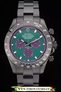 Rolex Daytona Black Ion Plated Tachymeter Black Stainless Steel Strap Green Dial En59210