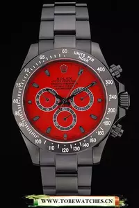 Rolex Daytona Black Ion Plated Tachymeter Black Stainless Steel Strap Red Dial En59212