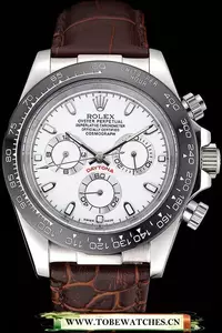 Rolex Cosmograph Daytona Stainless Steel Case White Dial Brown Leather Bracelet En60519