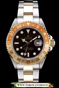 Rolex Gmt Master Ii Gold Colored Ceramic Bezel Brown Dial Tachymeter En58720