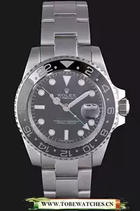 Rolex Gmt Stainless Steel Bracelet With Black Enamel Bezel And Black Dial En59661