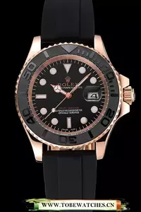 Rolex Yacht Master Black Dial And Bezel Everose Dial Oysterflex Bracelet En122250