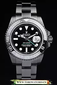 Rolex Gmt Master Ii Pro Hunter Black Steel Strap Black Dial En58153