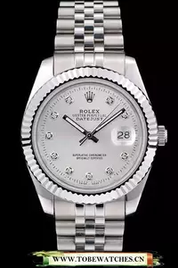 Rolex Datejust Stainless Steel Ribbed Bezel Silver Dial En58942