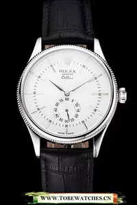 Rolex Cellini White Dial Stainless Steel Case Black Leather Strap En121592