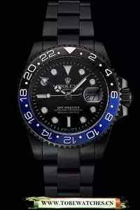 Rolex Gmt Master Ii Black Dial Blue And Black Bezel Black Pvd Case And Bracelet En122009