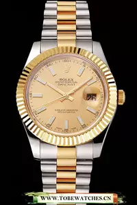 Rolex Datejust Gold Dial Gold Bezel Stainless Steel Case Two Tone Bracelet En122506